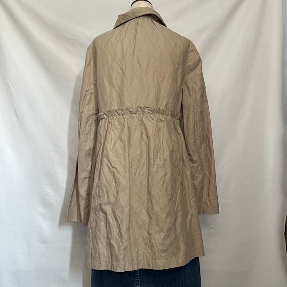 Loft Ruffle Waist Trench Womens Coat Sz S Cottage Boho Romantic Preppy Workwear - Picture 6 of 13